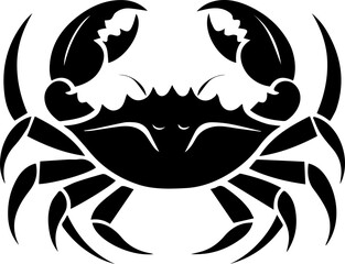 Crab Vector Icon, Minimalist Black and White Sea Animal Silhouette
