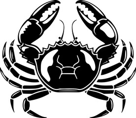 Crab Vector Icon, Minimalist Black and White Sea Animal Silhouette