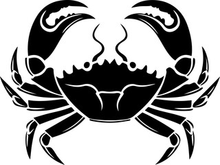 Crab Vector Icon, Minimalist Black and White Sea Animal Silhouette