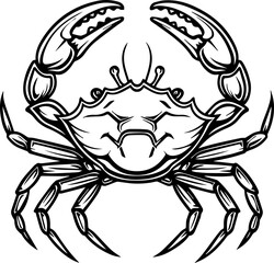 Crab Vector Icon, Minimalist Black and White Sea Animal Silhouette