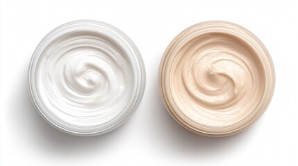 Luxurious Two Care Creams in White and Beige on Top