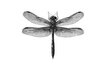Vintage Dragonfly Engraving, Hand-drawn Insect Art, Monochrome Nature Etching, Rustic Wildlife Print, Scientific Animal Drawing, Entomology Line Art, Black Sketch