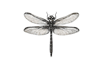Hand-drawn Dragonfly Illustration, Vintage Engraving, Rustic Wildlife Etching, Monochrome Insect Art, Scientific Animal Drawing, Trendy Entomology Line Art