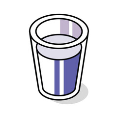 A trendy isometric icon representing clean drinking water glass