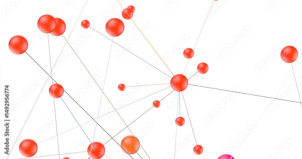 Poster Abstract connected dots and lines. Concept of AI technology, Motion of digital data flow.