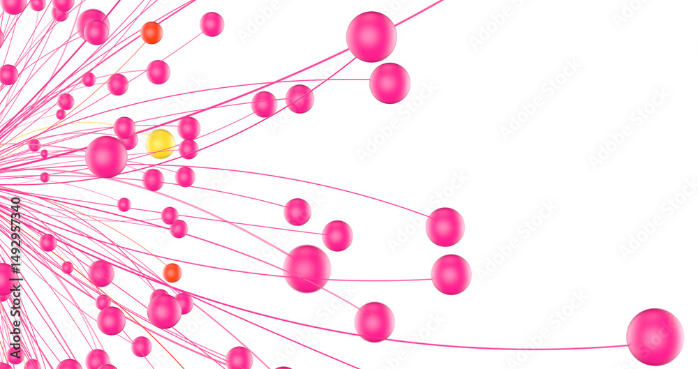 Leinwandbilder Big data visualization. Network connection structure with chaotic distribution of points and lines. 3D rendering.