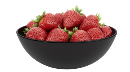 A bowl of fresh strawberries, a bowl full of strawberries, a plate of sweet strawberries, a bowl of delicious fresh strawberries, a plate full of strawberries, on a transparent backgrounds