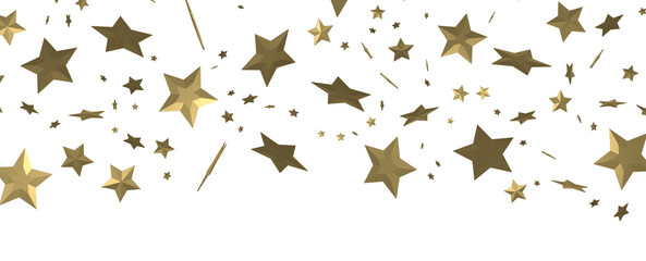 XMAS Stars - Banner with golden decoration. Festive border with falling glitter dust and stars.