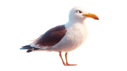 Fototapeta premium Isolated seagull standing on black background looking at camera bird wildlife animal nature seabird coast beach on transparent background