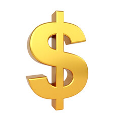 Obraz premium 3D Golden Dollar Sign on Transparent Background
