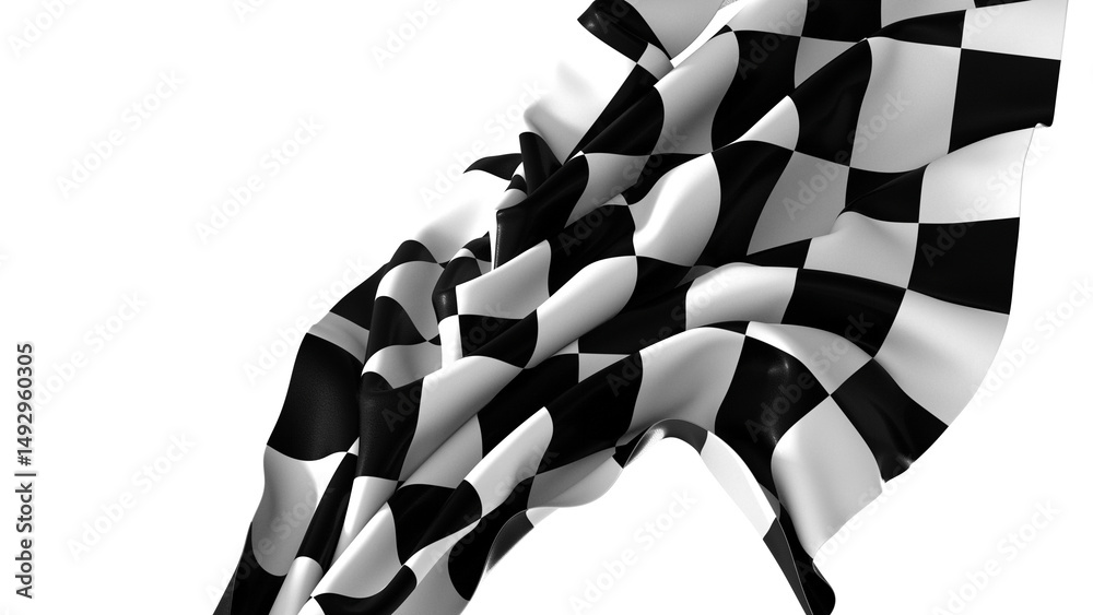 Aufkleber the checkered flag waves in the wind signaling the end of a race victory is in sight