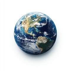 Globe showing North and South America with ocean details on white background