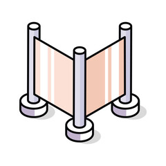 Trendy isometric icon representing hospital privacy curtain