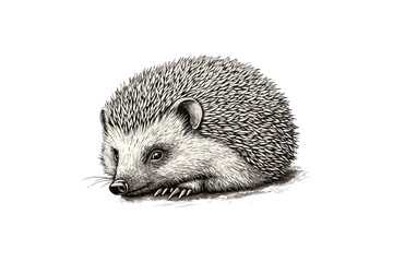Hand-drawn Hedgehog Etching, Vintage Style Forest Animal, Black Sketch Wildlife Art, Woodland Monochrome Illustration, Nature Decor, antique woodland creature artwork
