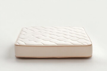 Comfortable cream mattress with quilted surface in simple design on white background