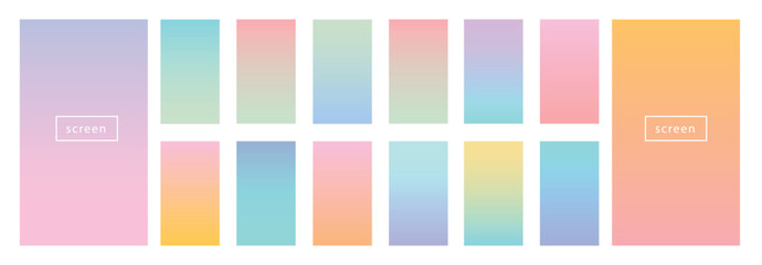 Pastel UI mockup template with colorful gradient screens for mobile app design. Minimalist layout for UX, UI presentation, modern interface preview, soft color elegant background for app showcase