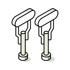 A captivating isometric icon of medical crutches