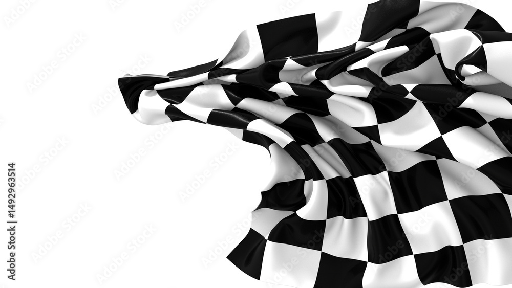 Aufkleber the checkered flag waves in the wind signaling the end of a race victory is in sight