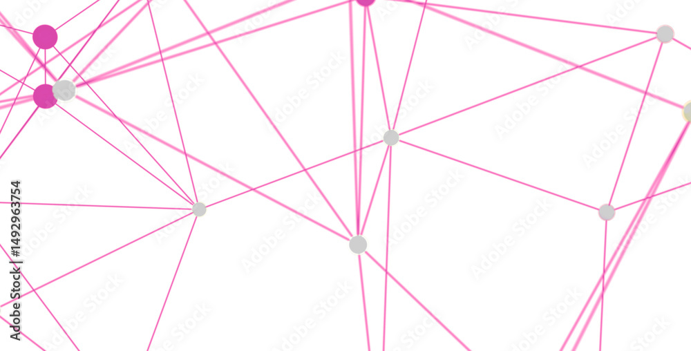 Fototapete Stock photo of an abstract network connection with pink lines and dots. Perfect for technology, communication, and networking concepts.