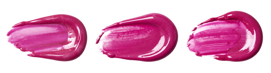 lipstick smears: three pink swatches on white background