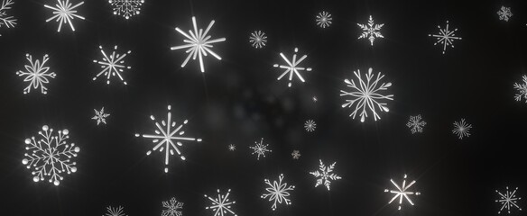 Frosty Delight: Breathtaking 3D Illustration of Falling Christmas Snowflakes