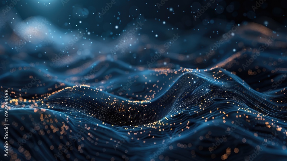Poster experience a captivating abstract tech background featuring dynamic light effects and flowing patter