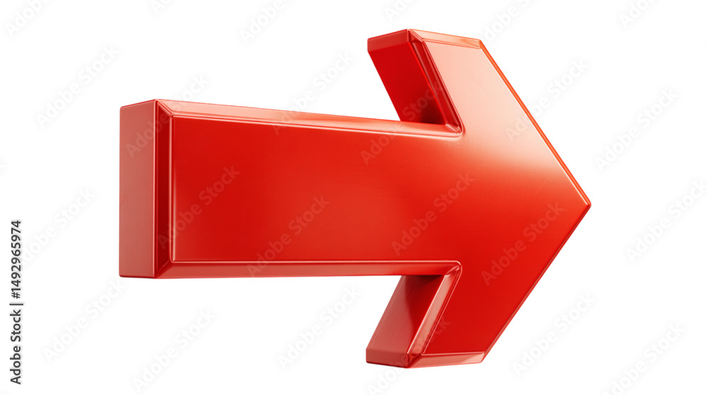 Poster red arrow sign direction right pointer navigation symbol next icon forward indicator glossy object o