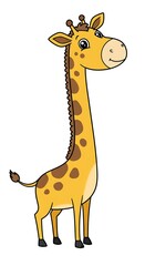Fototapeta premium Cartoon giraffe stands tall spotted and smiling