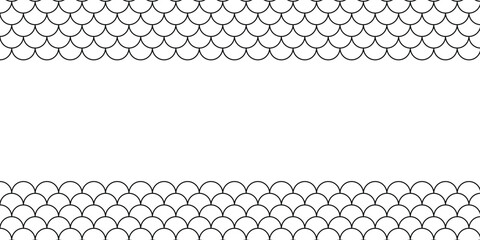 Japanese traditional ornament. Seamless pattern. Black and white fish scales. Vector illustration.
