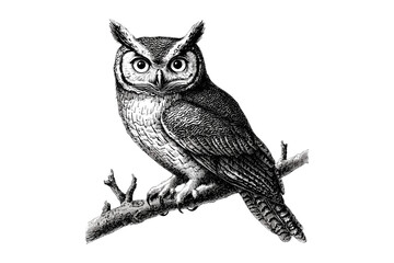 Vintage Owl Engraving, Monochrome Line Art Bird, Hand-Drawn Wildlife Illustration, Rustic Fauna Sketch, Old Etching Style Animal Print, Forest Bird Wall Art, Nature Drawing, Trendy Decor
