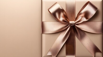 Elegant Rose Gold Gift Box with Satin Ribbon Bow Luxury Present wrap shiny brown beige image design