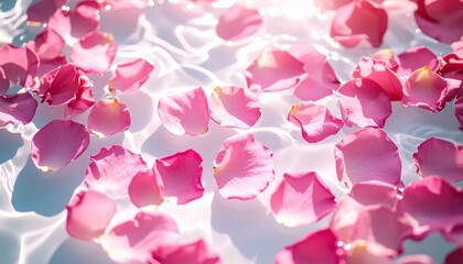Pink Rose Petals Floating in Water