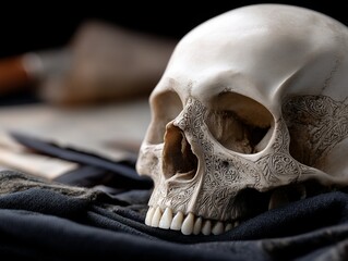 Obraz premium Detailed close-up of a human skull