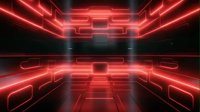 Futuristic Glowing red Tech Interface Frame