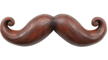 Detailed Close-Up of a Classic Brown Mustache on PNG Transparent Background