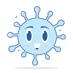 Cute Kawaii Virus Vector, Pastel Colored Smiling Germ Character in Cartoon Hand-Drawn Style for Kids Health Education, Hygiene Campaigns, Medical Posters, and Fun Microbiology Illustrations