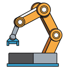 Industrial Robotic Arm Holding Power Plug Vector Illustration for Technology and Automation Concepts