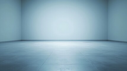 Fototapeta premium A clean, empty room with tiled flooring, illuminated by soft lighting and smooth, plain walls.