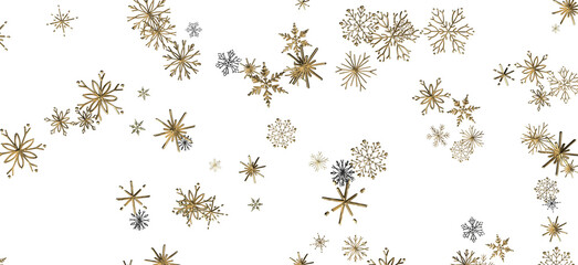 Flurry of Snowflakes: Radiant 3D Illustration Showcasing Falling Festive Snow Crystals