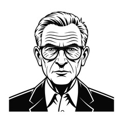 Detailed Portrait of a Mature Man with Glasses and Suit