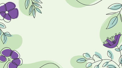 Pastel-toned border design featuring stylized flowers and leaves on a white background.  The outline style and muted colors create a delicate and soothing aesthetic. © Devynee Studio