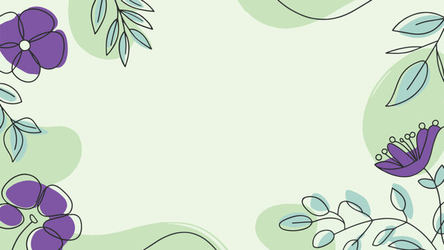 Pastel-toned border design featuring stylized flowers and leaves on a white background.  The outline style and muted colors create a delicate and soothing aesthetic.