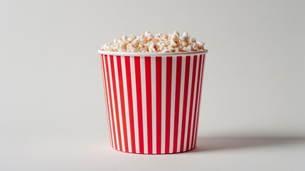 Striped Popcorn Bucket on White Background