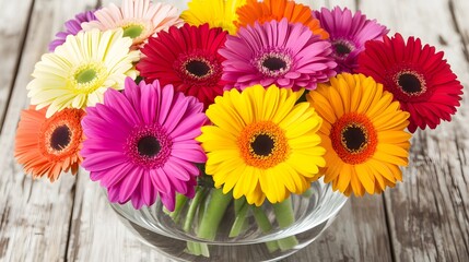 Vibrant Gerbera Daisies Bouquet Colorful Flowers Spring Floral Arrangement Red Pink White Bloom