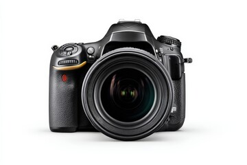 Professional DSLR camera with a large lens, ready to capture stunning images.  Perfect for photography enthusiasts.