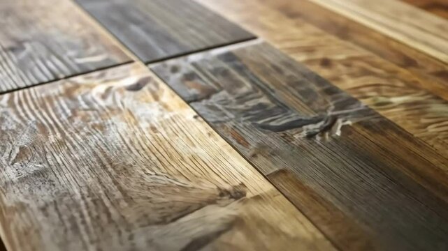 Weathered wooden planks arranged in rustic pattern creating unique surface texture on background.