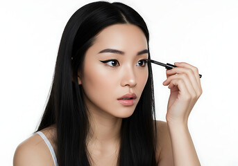 Obraz premium Applying Mascara A Step-by-Step Guide to Achieve Perfect Lashes and Enhance Eye Makeup