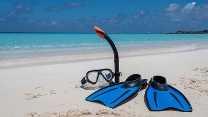 Snorkeling Equipment on Tropical Shoreline