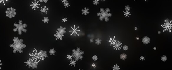 Enchanting Snowfall: Spectacular 3D Illustration Showcasing Falling Holiday Snowflakes