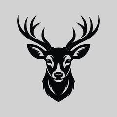 Naklejka premium Simple black deer head silhouette vector art